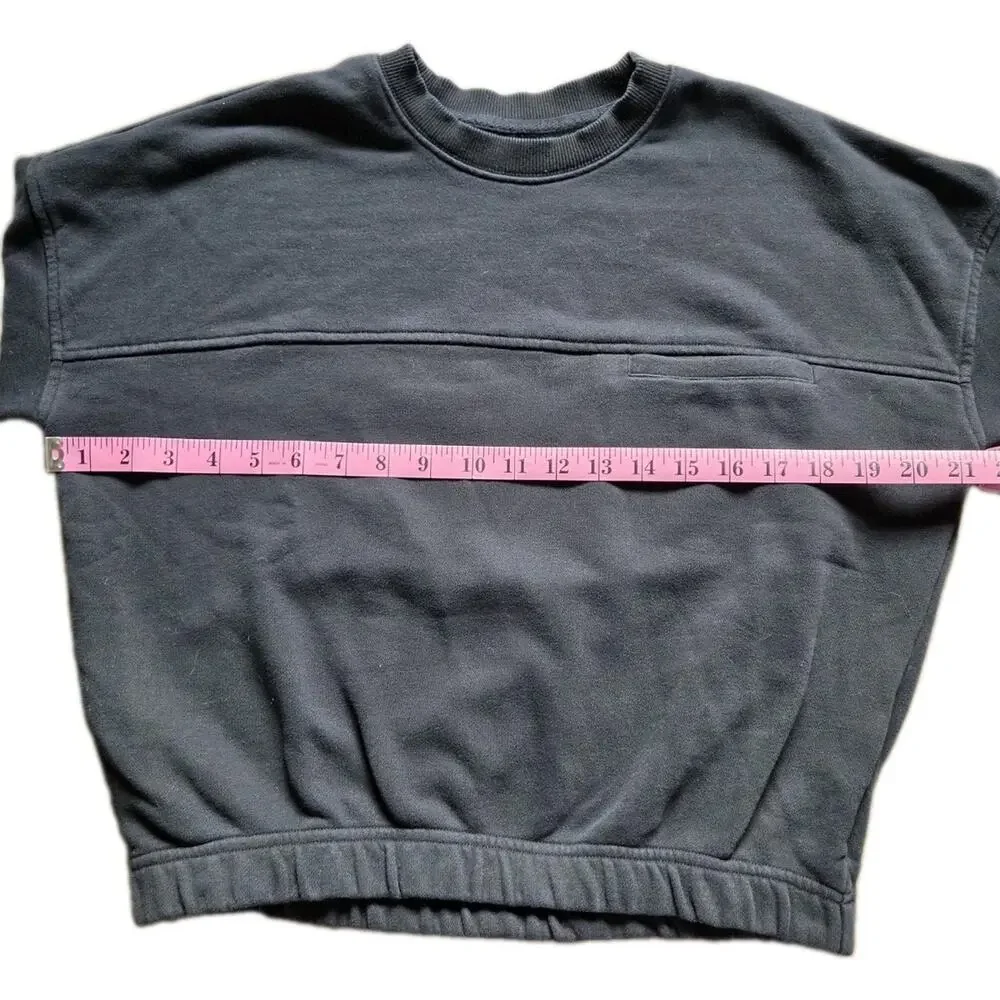 Vuori Sedona Sport Crew Cropped Terry Sweatshirt Women's XS Black Elastic Hem - Picture 8 of 9
